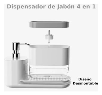 Foto 4 | Dispensador Xtellar de Jabón con Soporte de Esponja Cocina Jaboneras