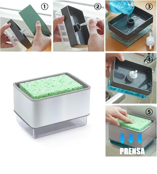 Foto 3 pulgar | Dispensador Xtellar De Jabón Para Cocina Con Jabonera 2 En 1+esponja