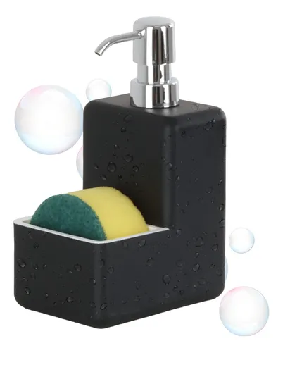Dispensador Xtellar De Jabon Liquido Con Esponja Para Baño Y Cocina