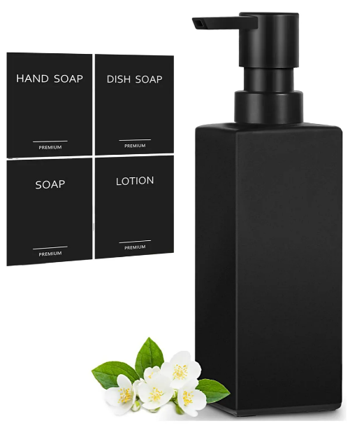 Dispensador Xtellar De Baño Jabon 350ml Negro Vidrio Esmerilado Negro