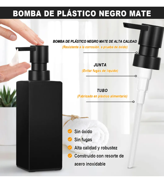 Foto 4 pulgar | Dispensador Xtellar De Baño Jabon 350ml Negro Vidrio Esmerilado Negro