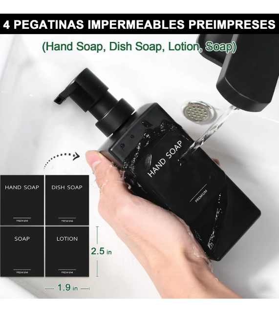 Foto 5 pulgar | Dispensador Xtellar De Baño Jabon 350ml Negro Vidrio Esmerilado Negro