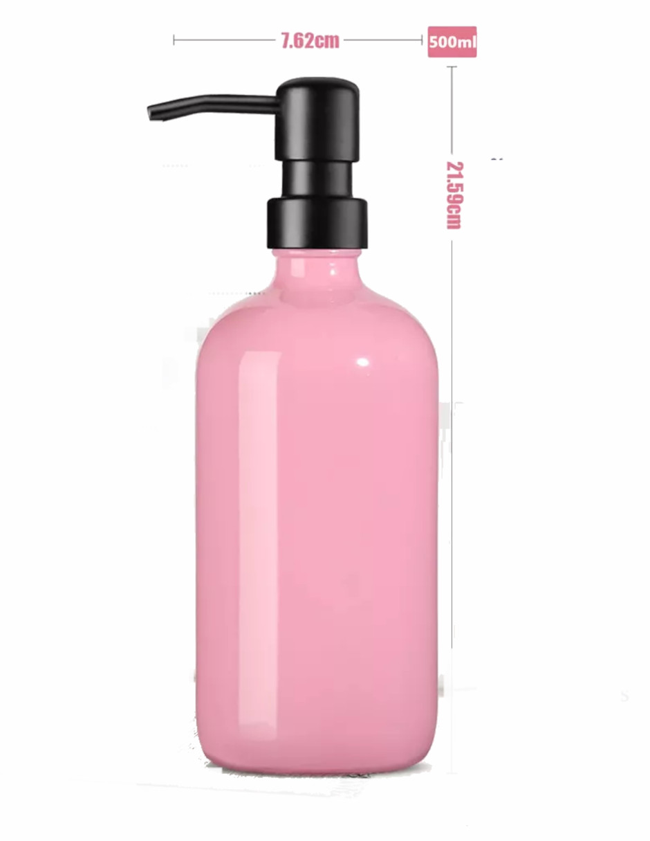 Foto 4 pulgar | Dispensador De Jabon2 Pzs De Vidrio Rosa  + Termo Güish Gratis