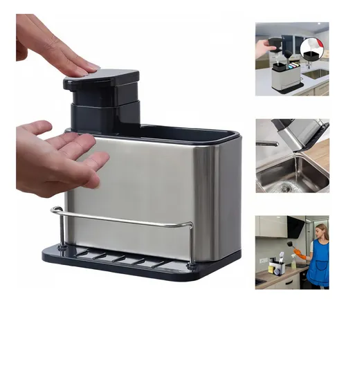 Dispensador Xtellar De Jabón Líquido Con Porta Esponja Cepillo