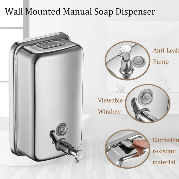 Foto 4 pulgar | Dispensador Xtellar De Jabón/gel Rellenable De 1 Litro D/acero Inox