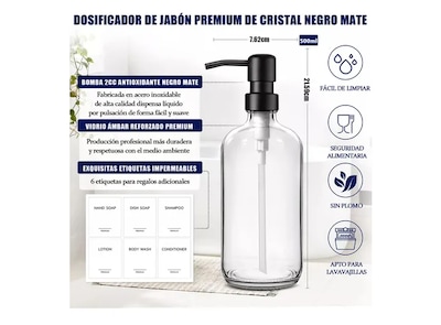Foto 2 | Xtellar: Kit Dual Elegante De Dispensadores De Jabón En Vidrio Mate De Primera Calidad Para Baño Y Cocina