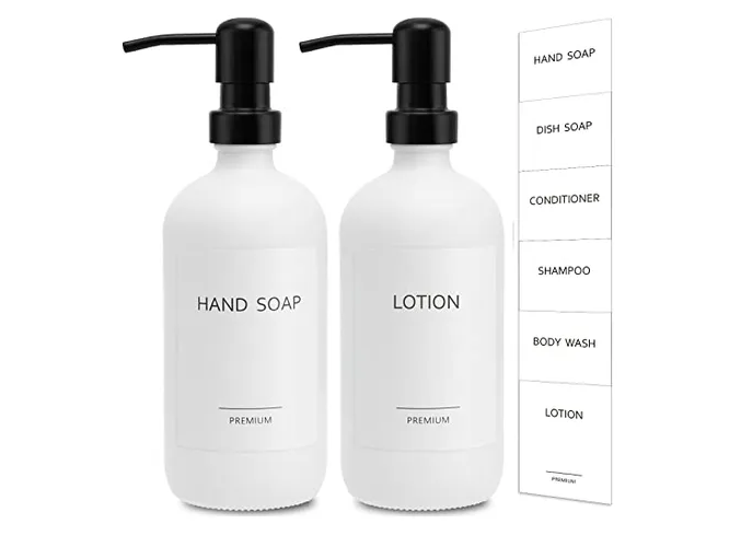 Foto 1 | Kit Dual Elegante De Dispensadores De Jabón En Vidrio Mate De Primera Calidad Para Baño Y Cocina