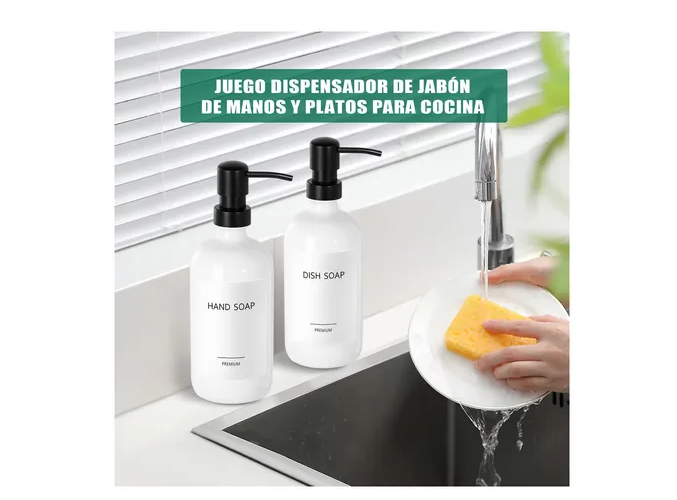 Foto 4 pulgar | Kit Dual Elegante De Dispensadores De Jabón En Vidrio Mate De Primera Calidad Para Baño Y Cocina