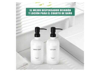 Foto 4 | Kit Dual Elegante De Dispensadores De Jabón En Vidrio Mate De Primera Calidad Para Baño Y Cocina