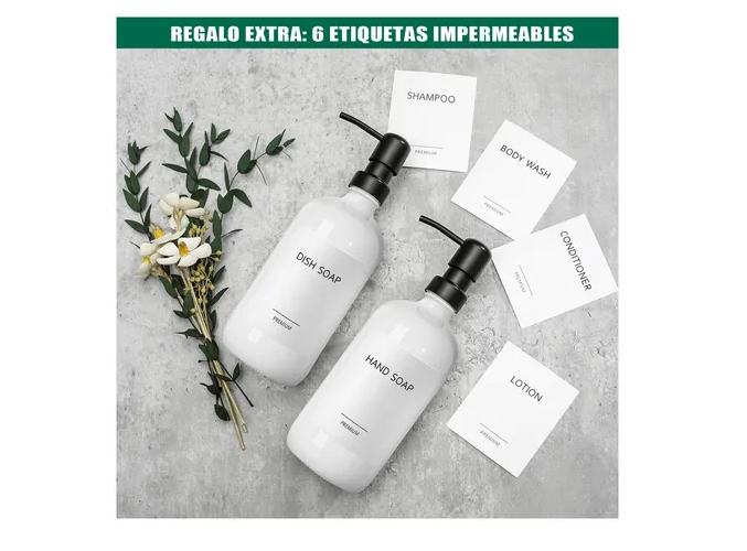 Foto 5 | Kit Dual Elegante De Dispensadores De Jabón En Vidrio Mate De Primera Calidad Para Baño Y Cocina