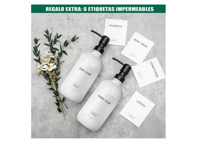 Foto 5 | Kit Dual Elegante De Dispensadores De Jabón En Vidrio Mate De Primera Calidad Para Baño Y Cocina