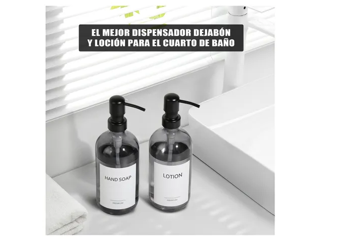 Foto 4 | Dispensador de Jabón de Vidrio 2 Piezas con Etiquetas