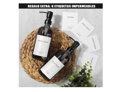 Foto 5 | Dispensador de Jabón de Vidrio 2 Piezas con Etiquetas