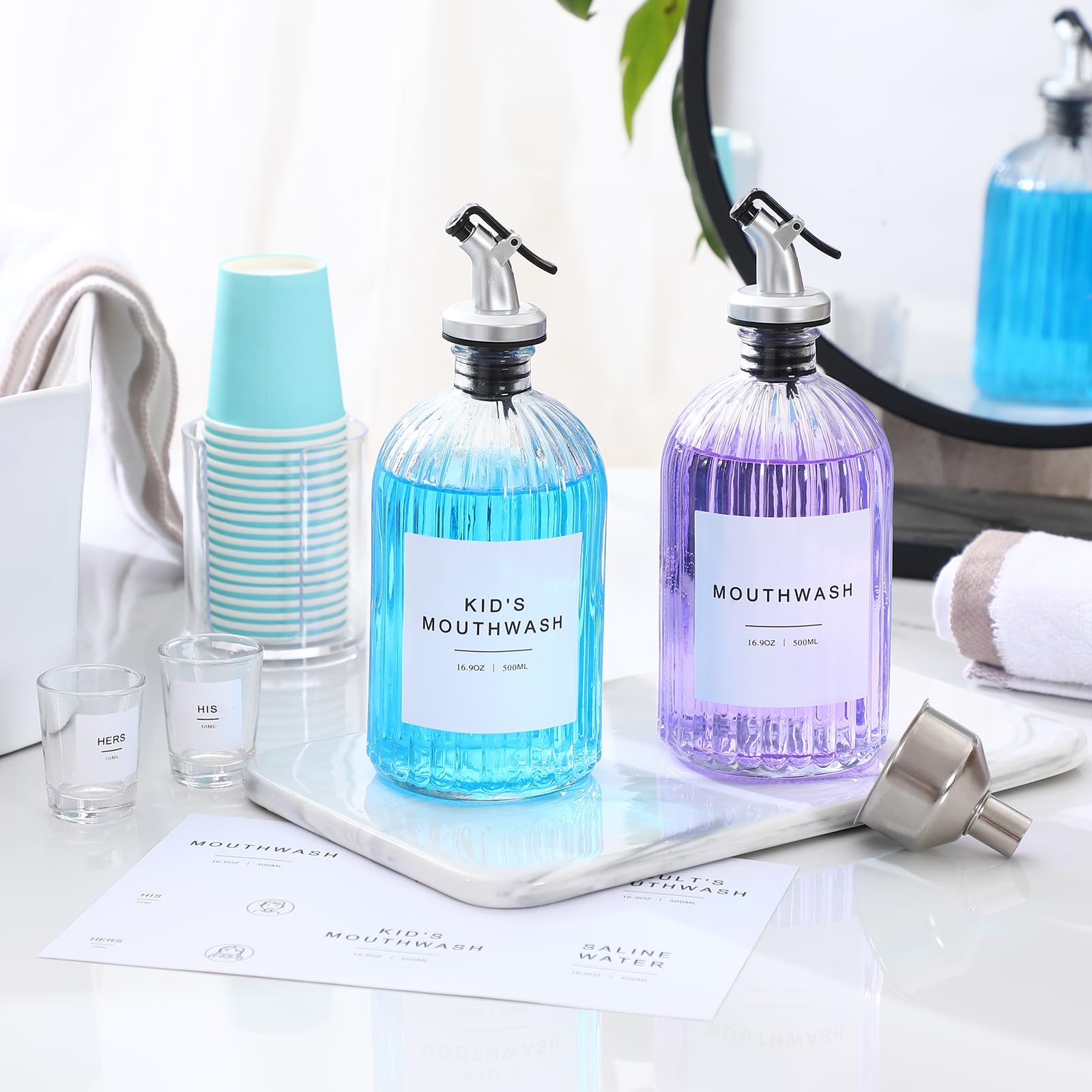 Foto 7 | Dispensador De Enjuague Bucal Landneoo Glass, 500 Ml, Paquete De 2 Con Accesorios - Venta Internacional.