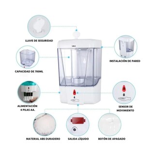 Foto 5 | Dispensador Automático De Jabón De Gel Antibacteriano 700ml Lab.g Blanco