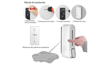 Foto 5 | Xtellar Dispensador De Jabón Líquido Premium 350ml En Blanco Elegante