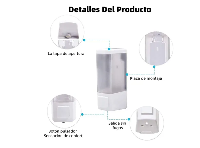 Foto 4 pulgar | Xtellar Dispensador De Jabón Líquido, Champú Y Desinfectante, Elegante Y Duradero 500ml