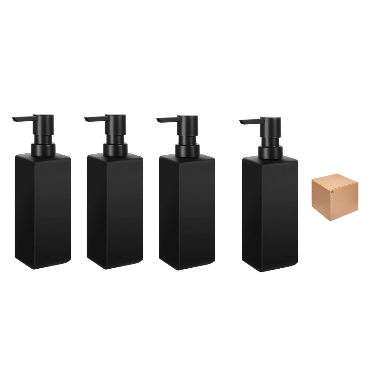 Dispensador De Jabón 4pzs De Vidrio 350ml Eo Safe Imports Esi-20609 Negro