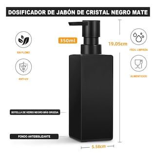 Foto 3 | Dispensador De Jabón 4pzs De Vidrio 350ml Eo Safe Imports Esi-20609 Negro