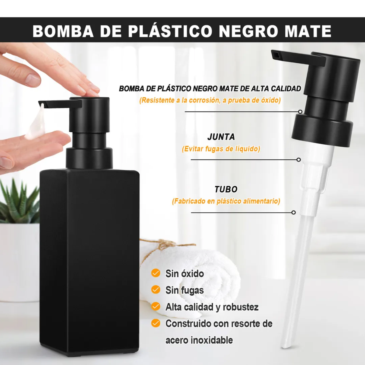 Foto 5 pulgar | Dispensador De Jabón 4pzs De Vidrio 350ml Eo Safe Imports Esi-20609 Negro