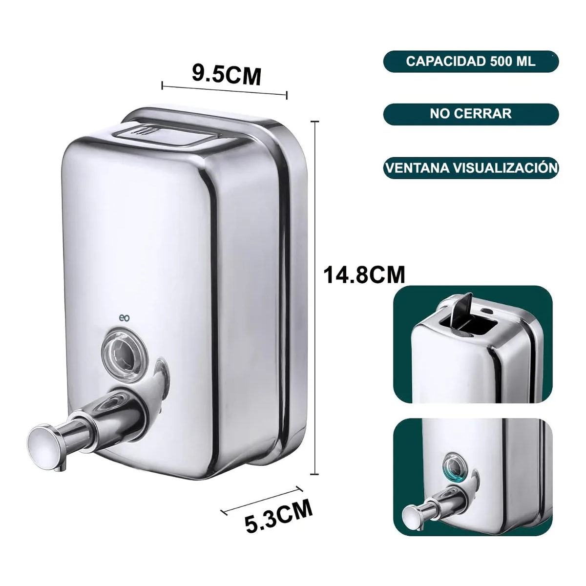 Foto 2 | Jabonera Despachador Jabon Liquido De Acero Inoxidable Eo Safe Imports Esi-20610 Plata