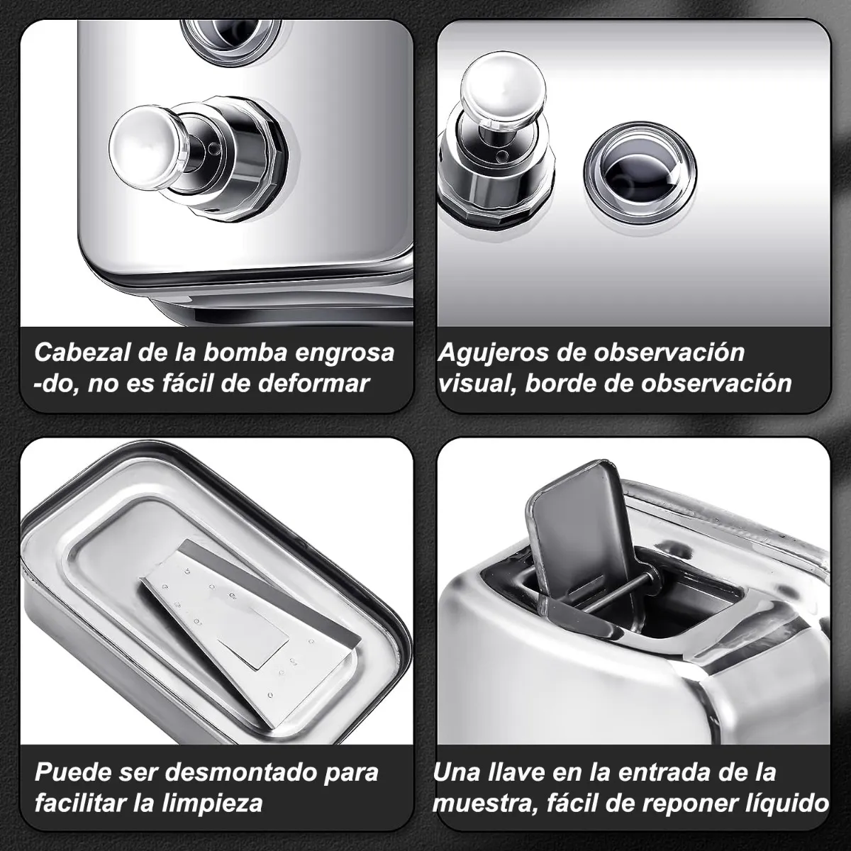 Foto 3 | Jabonera Despachador Jabon Liquido De Acero Inoxidable Eo Safe Imports Esi-20610 Plata