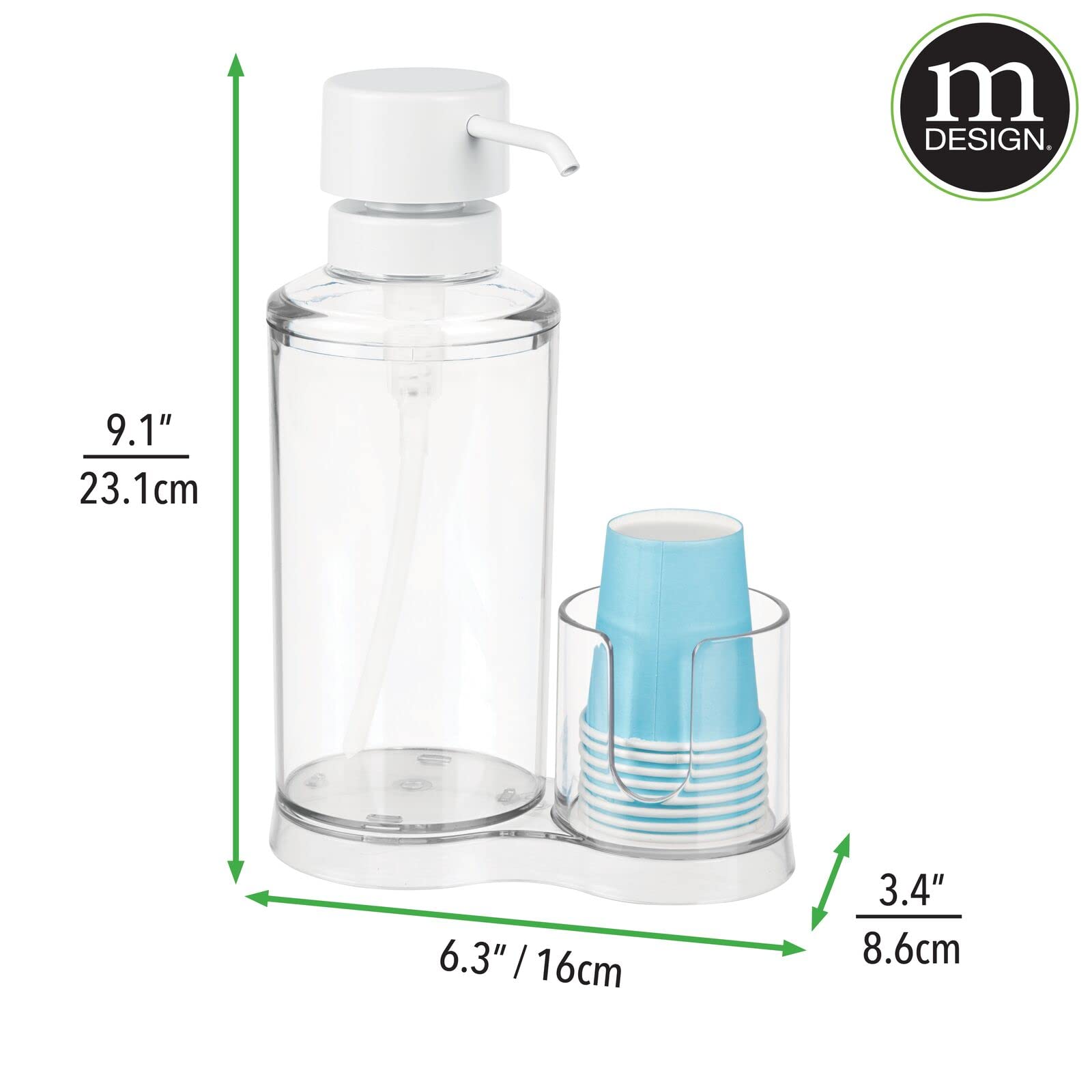 Foto 6 pulgar | Dispensador De Enjuague Bucal Mdesign Lumiere Con 8 Vasos De Papel De Plástico - Venta Internacional.