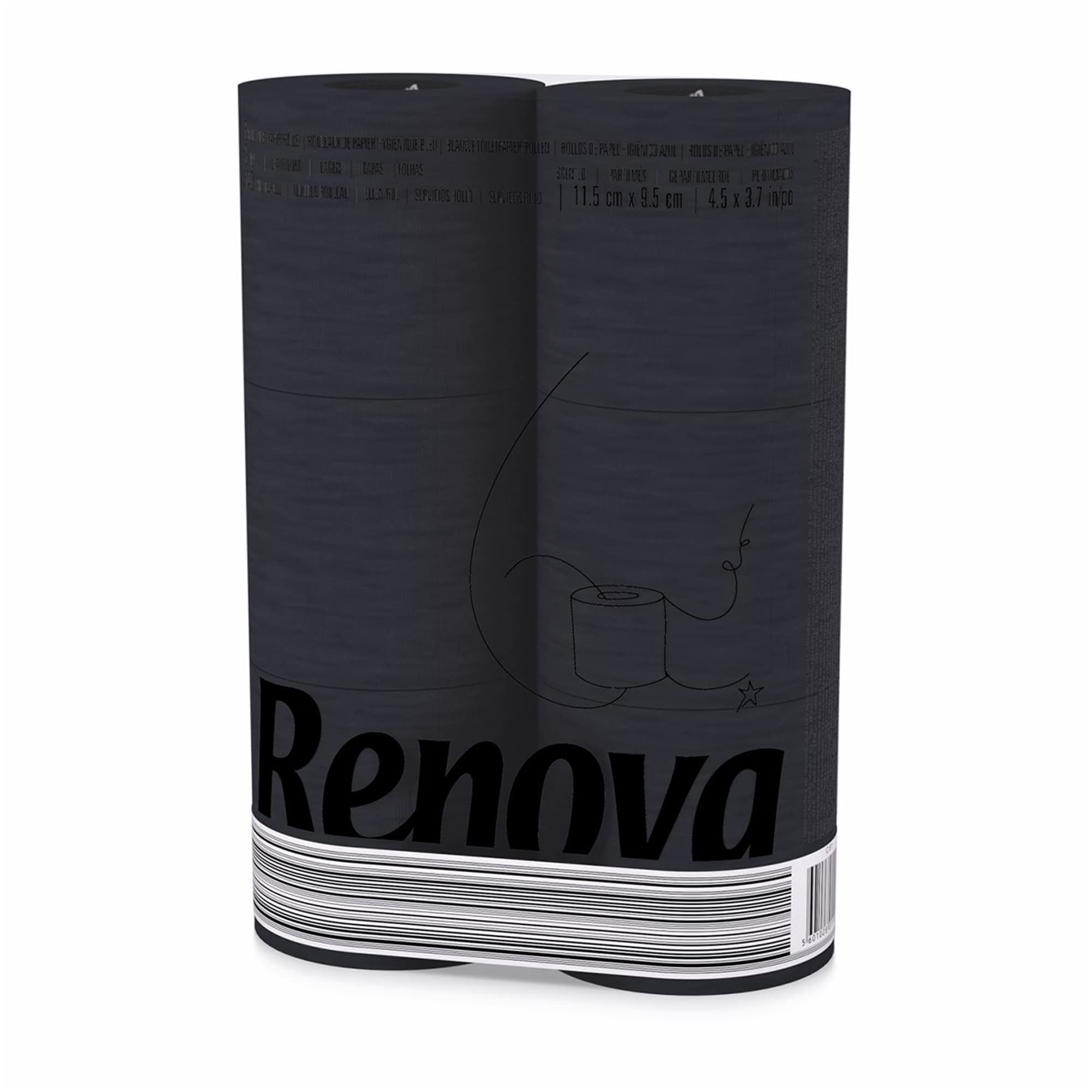 Foto 2 pulgar | Papel Higiénico Renova Negro De 3 Capas  140 Hojas  Paquete De 6 - Venta Internacional.