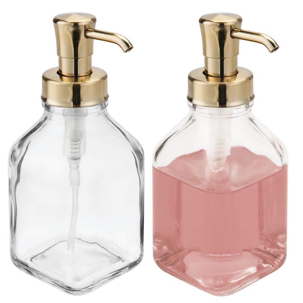 Dispensador De Jabón Líquido Mdesign  Vidrio Cuadrado  560 Ml  Paquete De 2 - Venta Internacional.