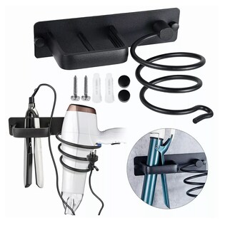 Foto 3 | Soporte para Secadora de Pelo para Baño Montaje Negro
