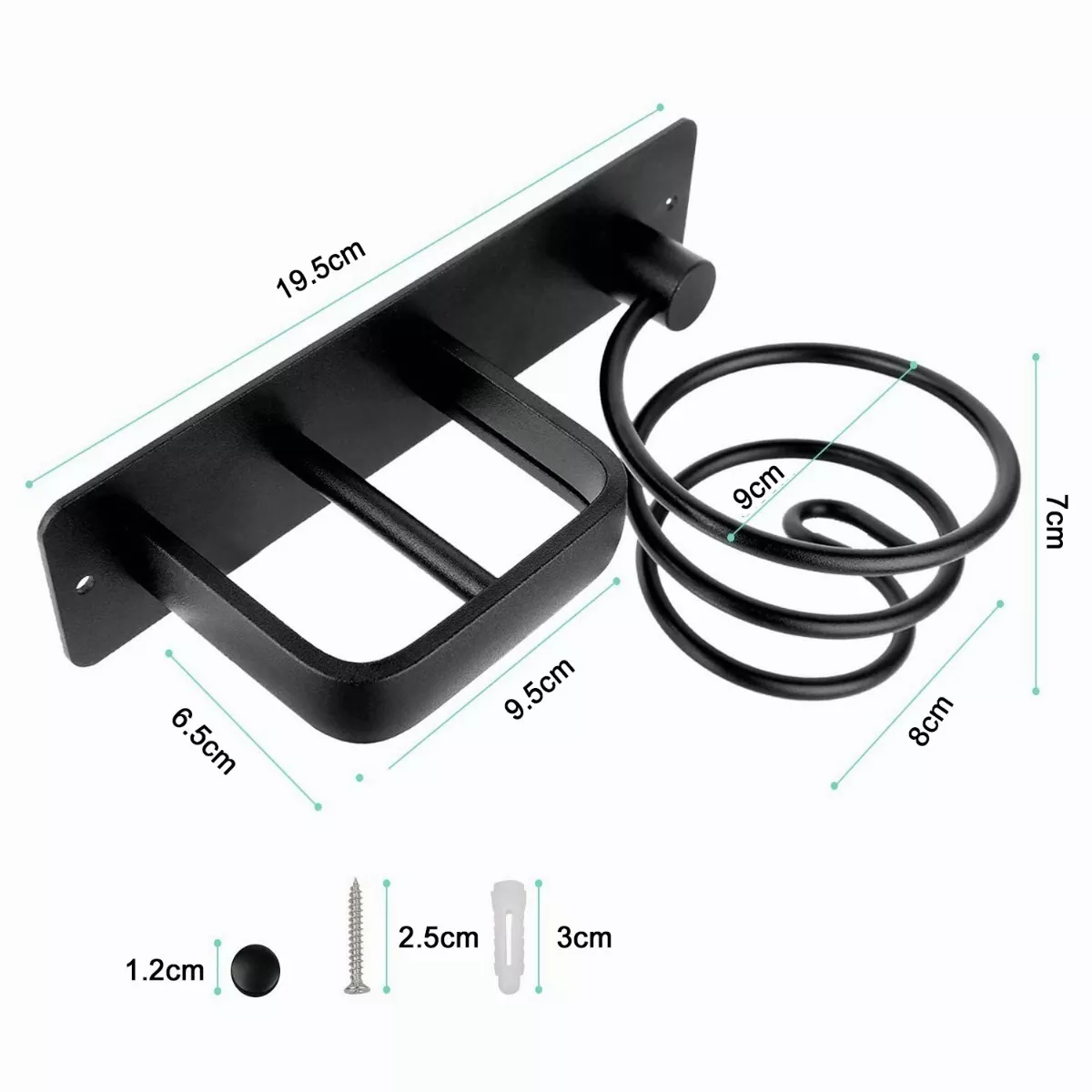 Foto 3 pulgar | Soporte para Secadora o Plancha de Pelo para Baño Montaje Negro