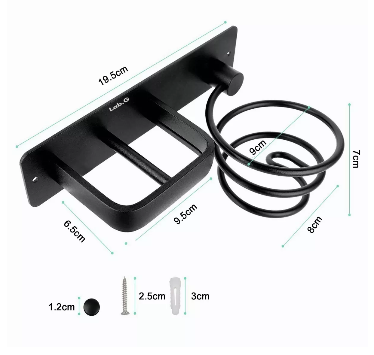 Foto 3 pulgar | Soporte Para Secadora Plancha Pelo Alisador Lab.g Baño Montaje Negro
