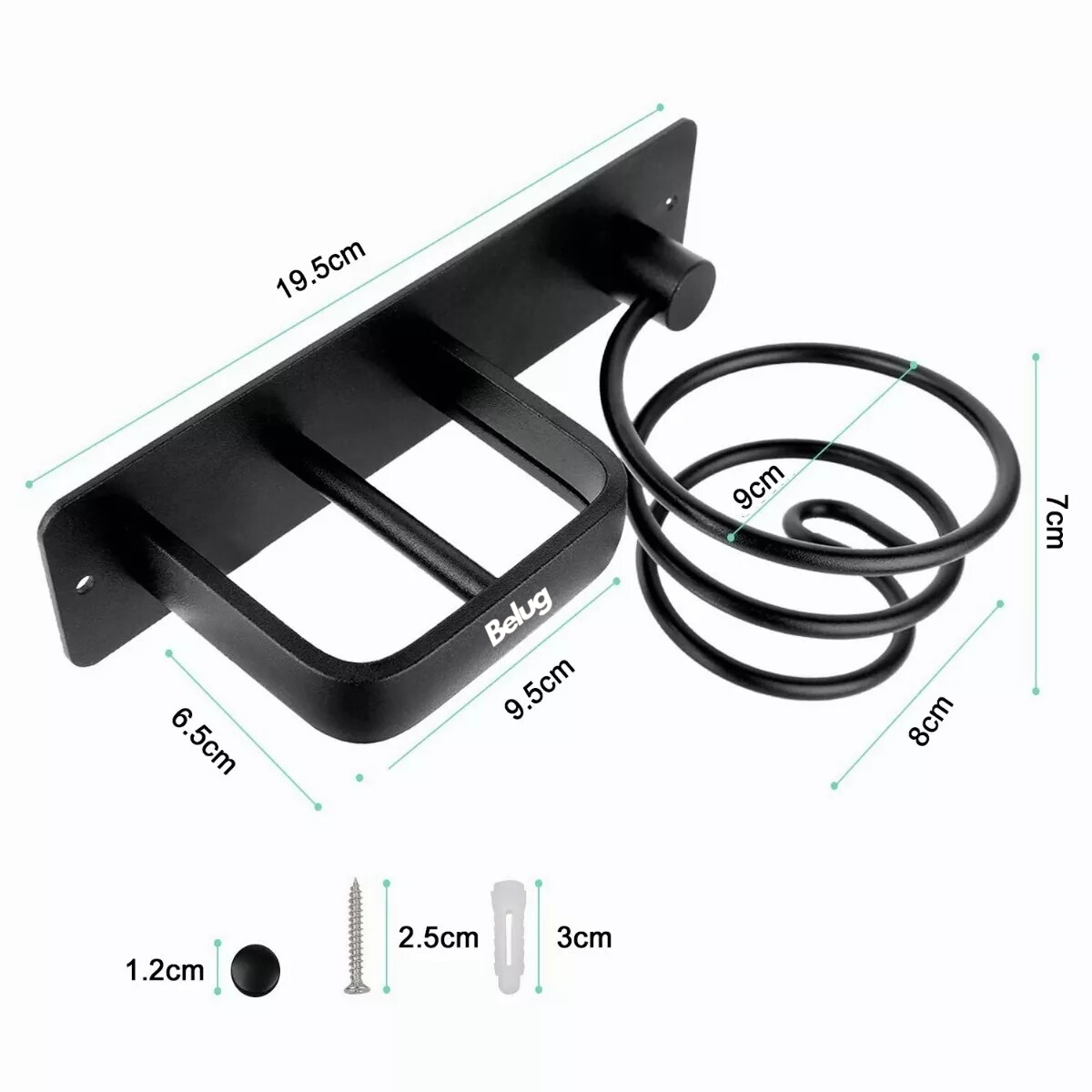 Foto 3 pulgar | Soporte Para Secadora Plancha Pelo Alisador Baño Montaje Belug  Negro