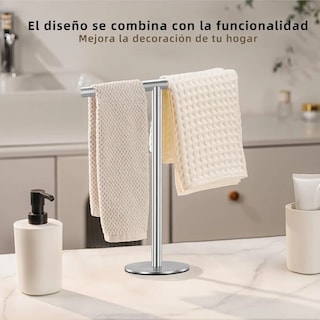 Foto 2 | Soporte Para Toallas De Mano En Forma De T, Toallero Eo Safe Imports Esi-18898 Plata