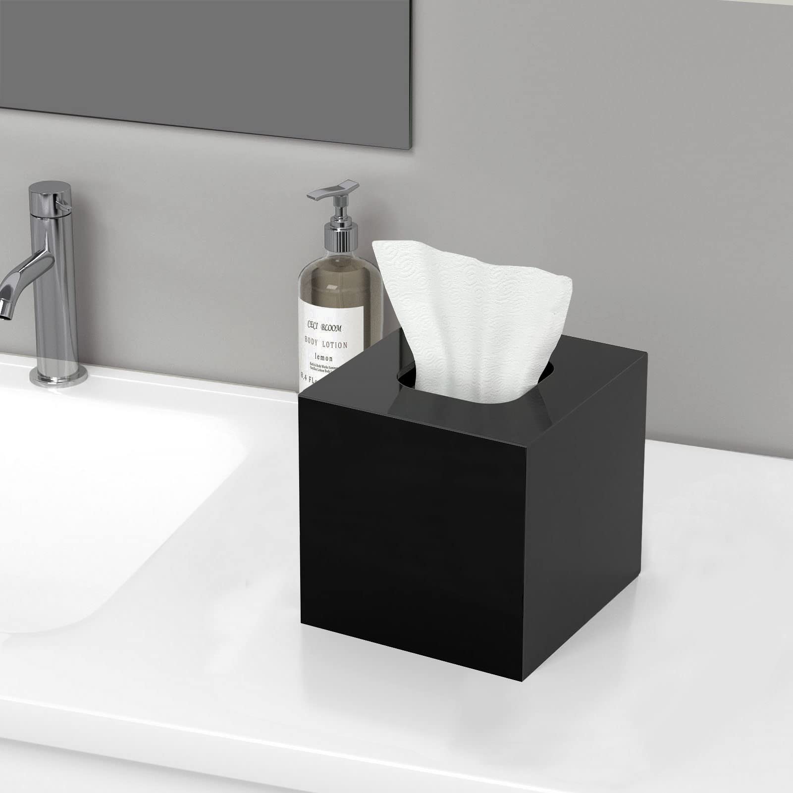 Foto 4 | Dispensador De Pañuelos Faciales Hblife Cuadrado De Acrílico Negro - Venta Internacional.