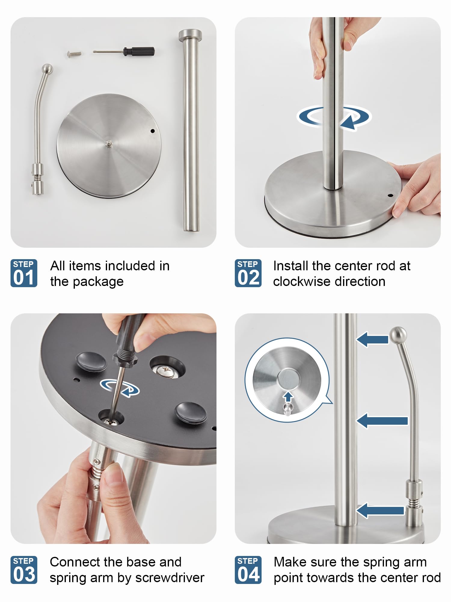 Foto 7 pulgar | Soporte Para Toallas De Papel Smartake De Pie, Acero Inoxidable, Plateado - Venta Internacional.