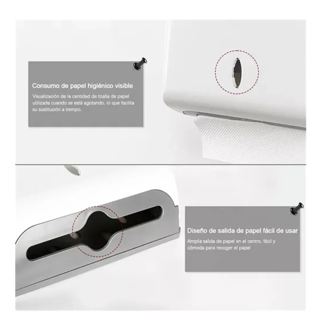Foto 5 pulgar | Dispensador De Papel Toallas Sanitas Para Cocina Y Baños Blanco