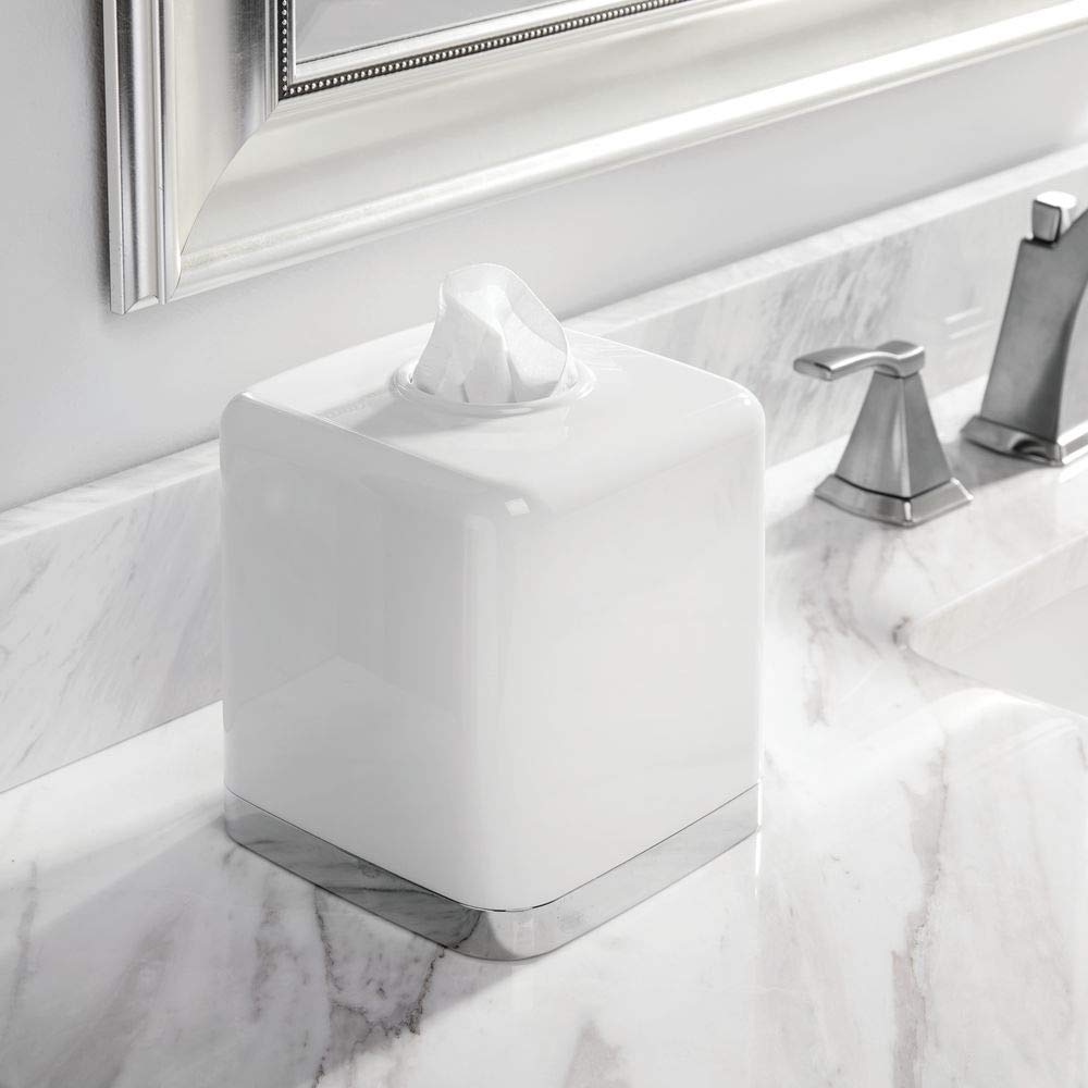 Foto 2 | Funda Para Pañuelos Faciales Mdesign Hyde Collection  Blanco/cromado - Venta Internacional.