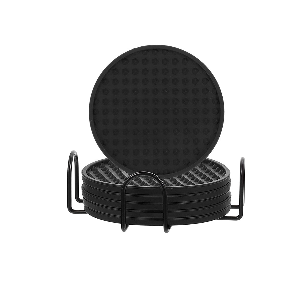Foto 1 | Set de 6 Portavasos de Silicona Antiderrame con Base Amplia de 10cm Negro