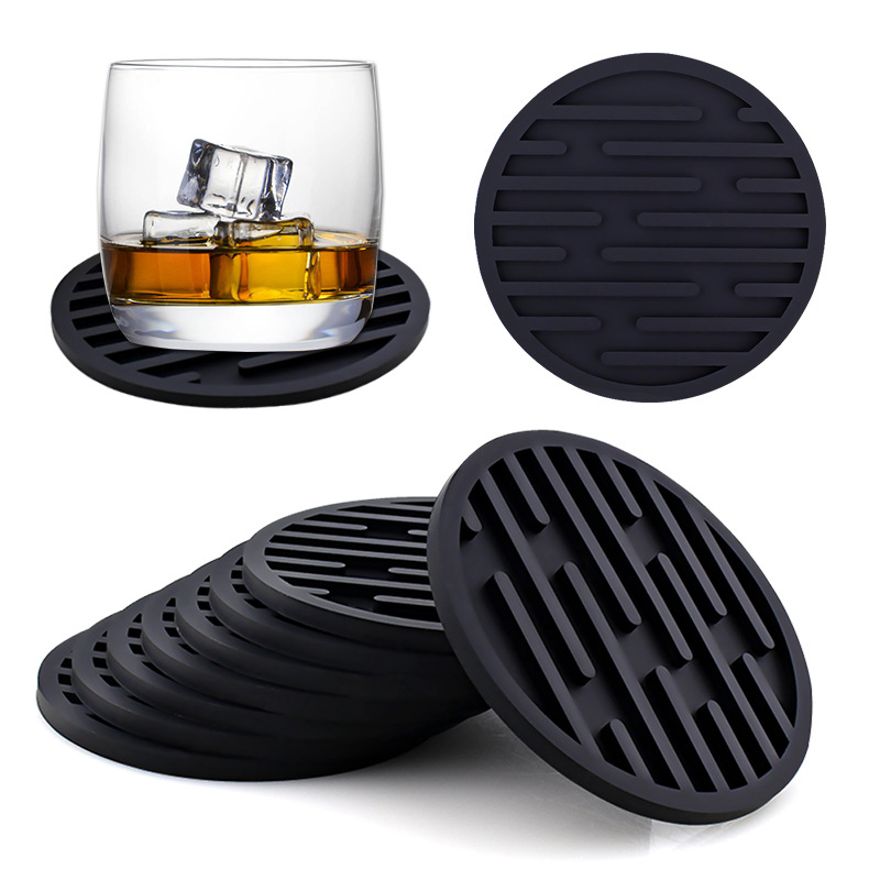 Foto 3 pulgar | Set de 6 Portavasos de Silicona Antiderrame con Base Amplia de 10cm Negro