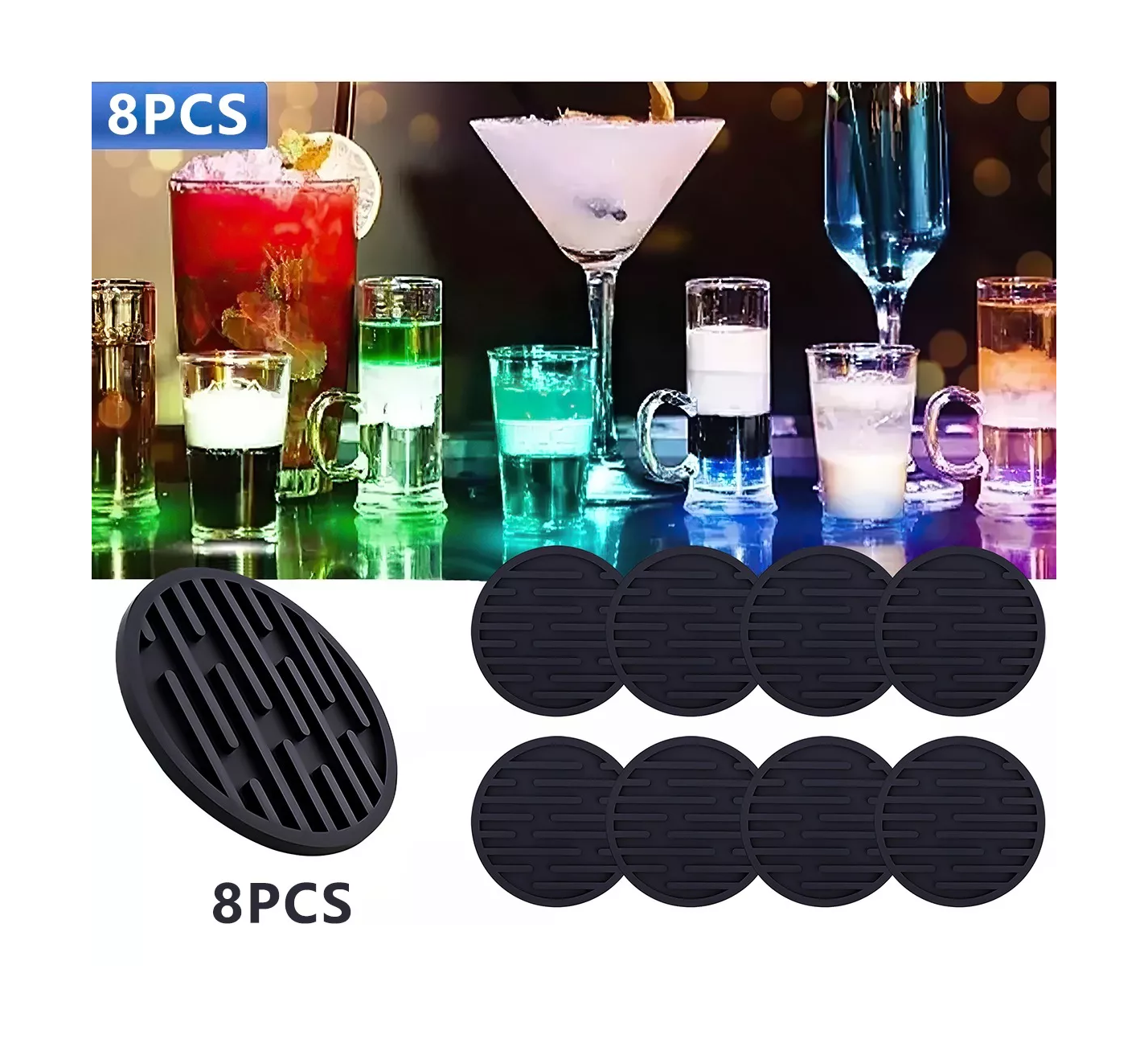Foto 4 pulgar | Portavasos Belug color Negro 8 Piezas