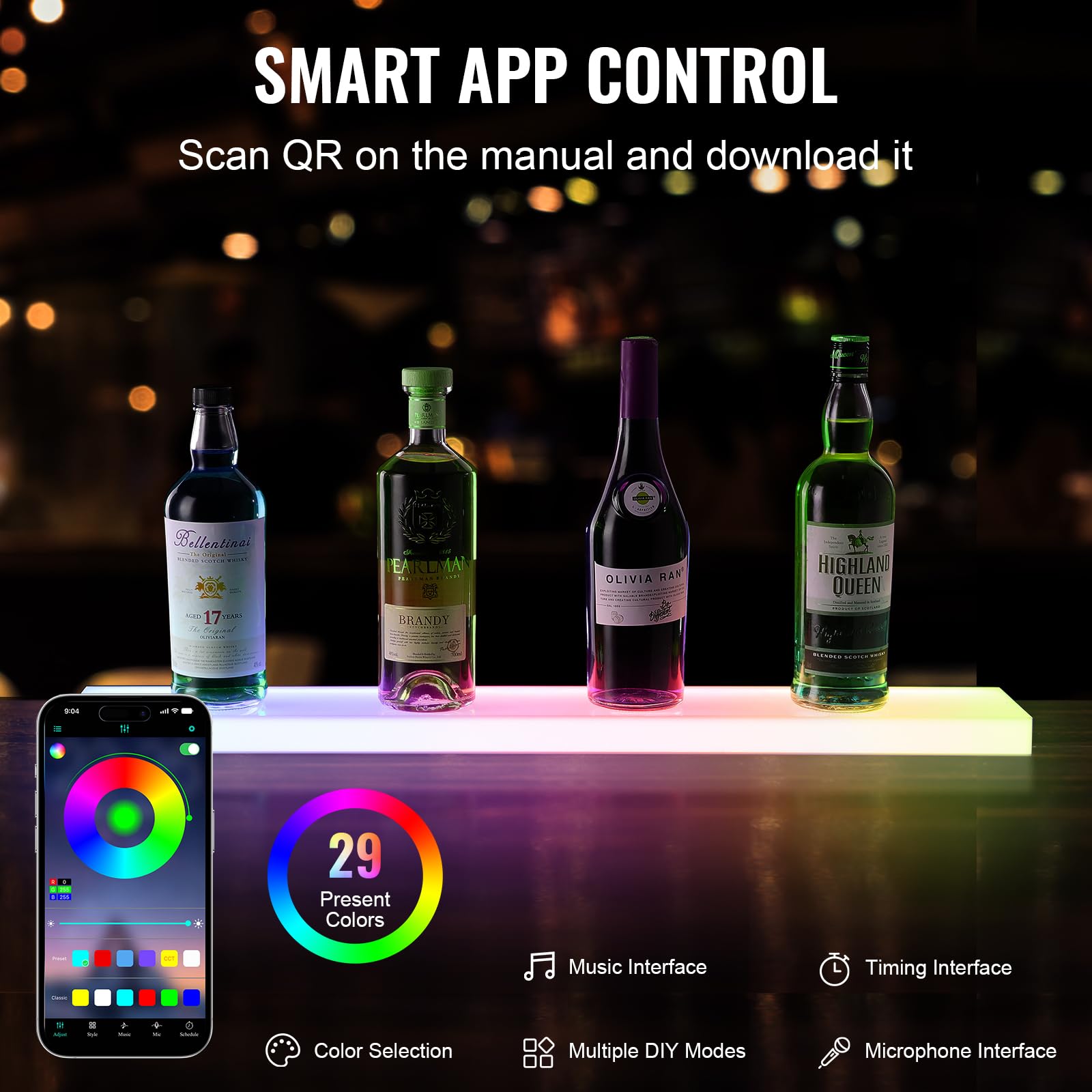 Foto 4 pulgar | Expositor Vevor Para Botellas De Licor Con Iluminación Led, 1 Nivel, 76 Cm, Soporte De Pared - Venta Internacional.