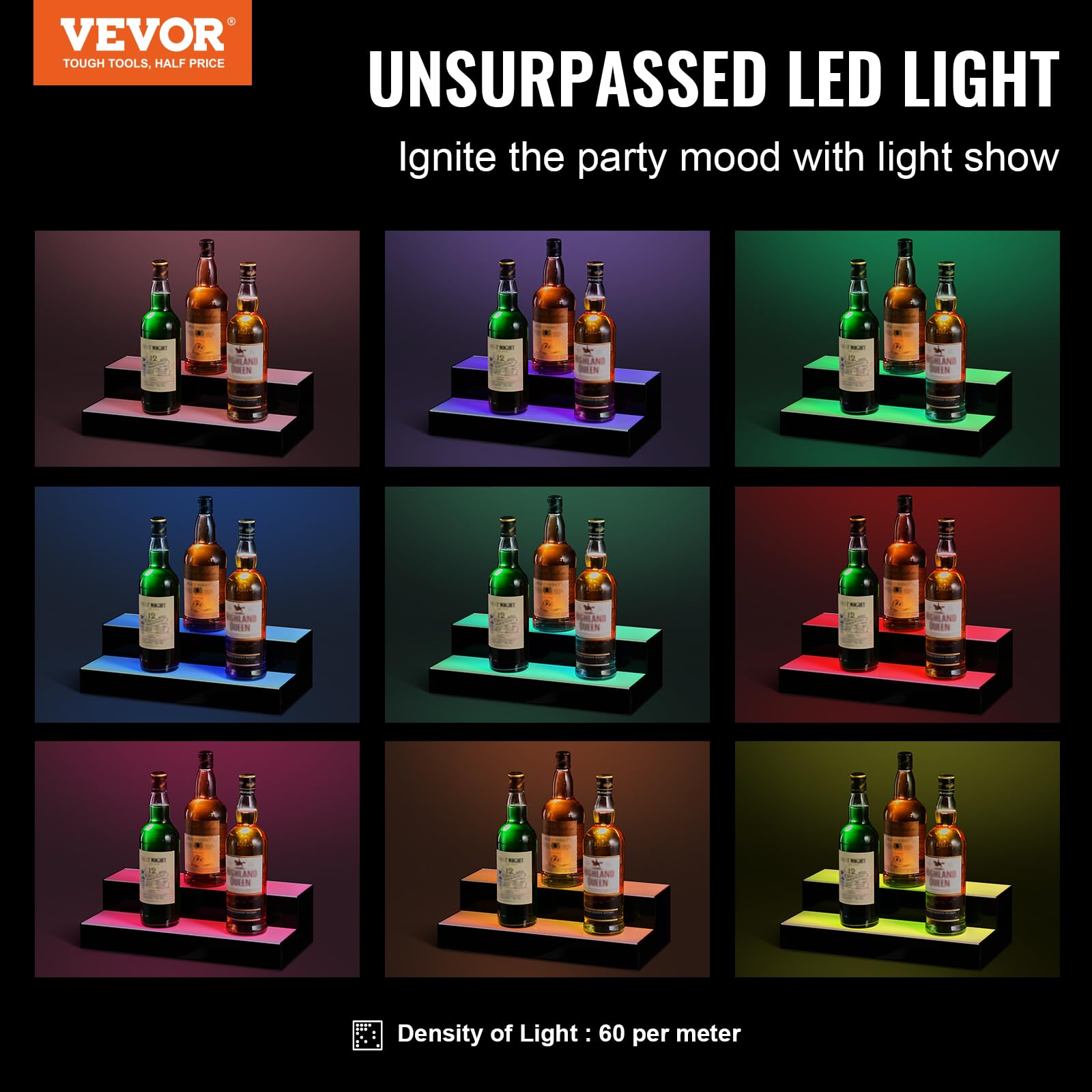 Foto 2 | Expositor Vevor Para Botellas De Licor Con Iluminación Led, 2 Niveles, 40 Cm - Venta Internacional.