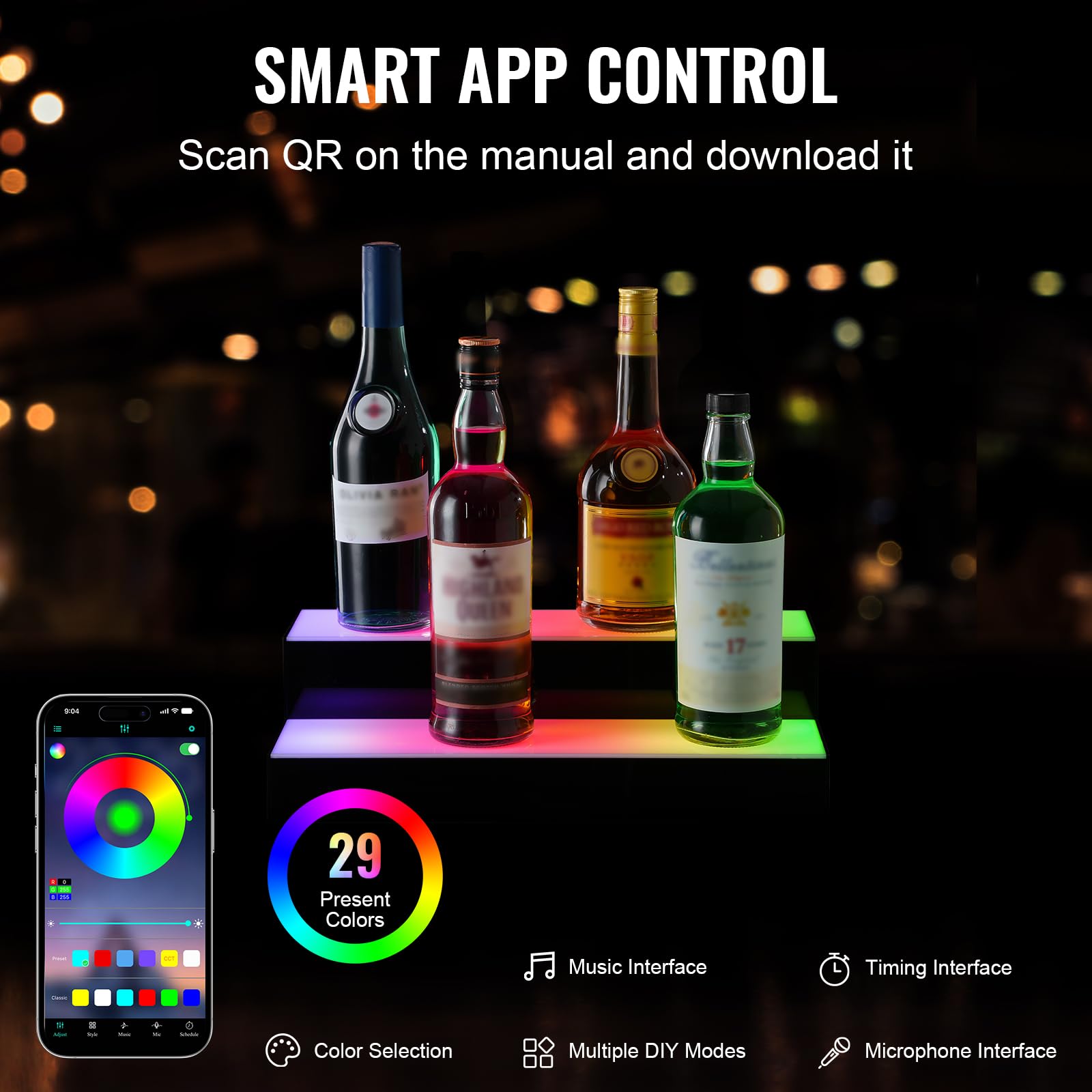 Foto 4 pulgar | Expositor Vevor Para Botellas De Licor Con Iluminación Led, 2 Niveles, 40 Cm - Venta Internacional.