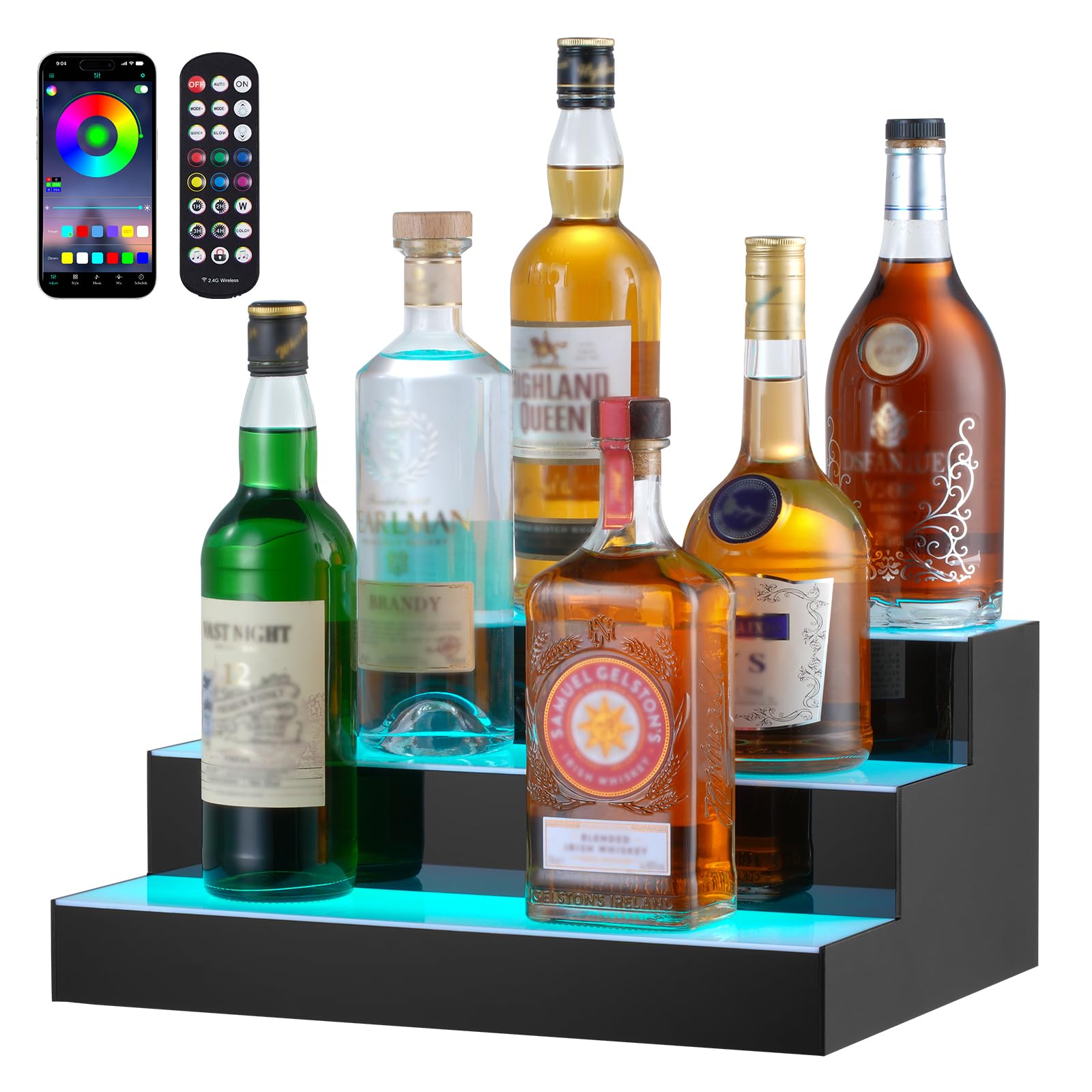 Expositor Vevor Para Botellas De Licor Con Iluminación Led, 3 Niveles, 40 Cm - Venta Internacional.