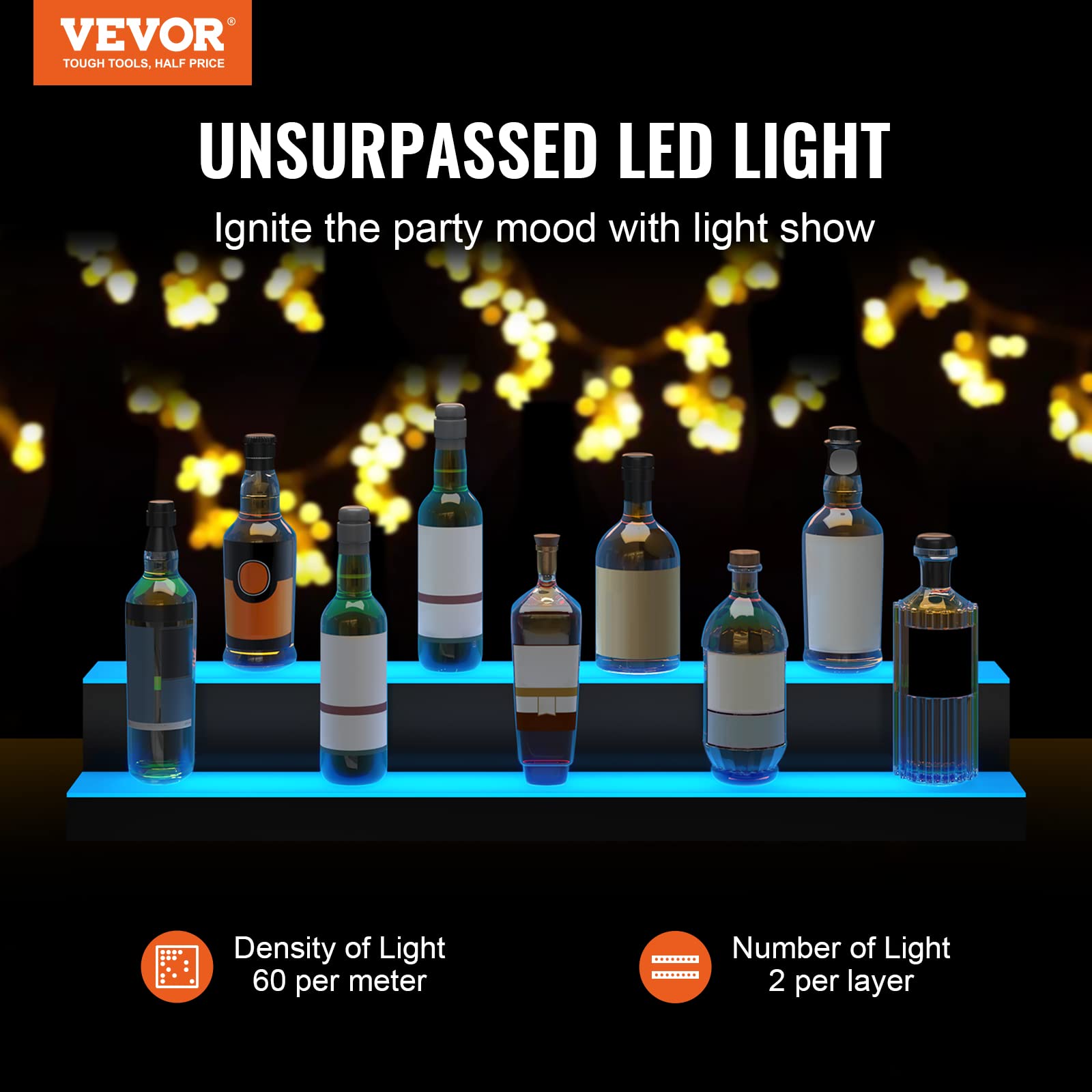Foto 3 pulgar | Expositor Vevor Para Botellas De Licor Con Iluminación Led, 2 Niveles, 1 M, Acrílico - Venta Internacional.