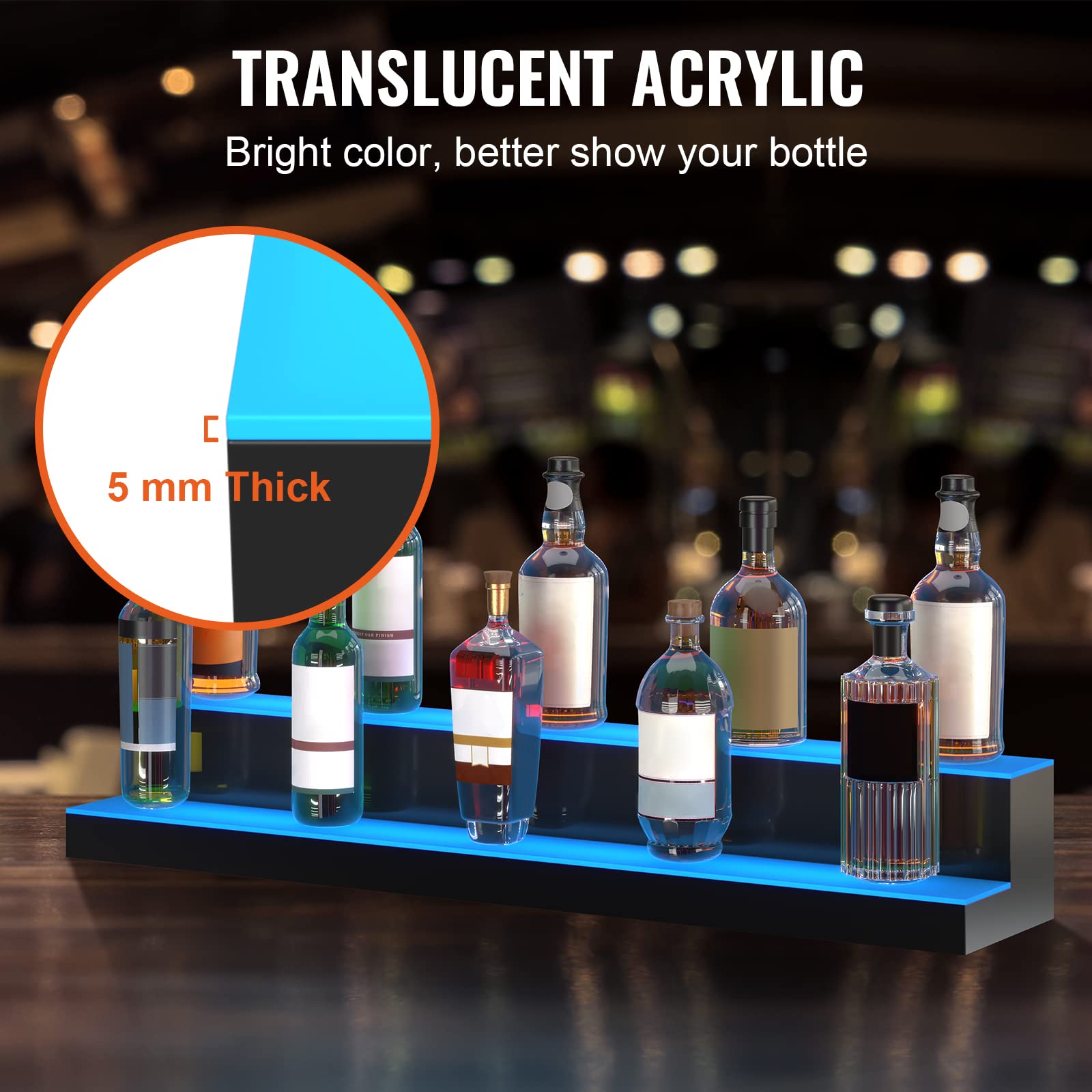 Foto 5 | Expositor Vevor Para Botellas De Licor Con Iluminación Led, 2 Niveles, 1 M, Acrílico - Venta Internacional.