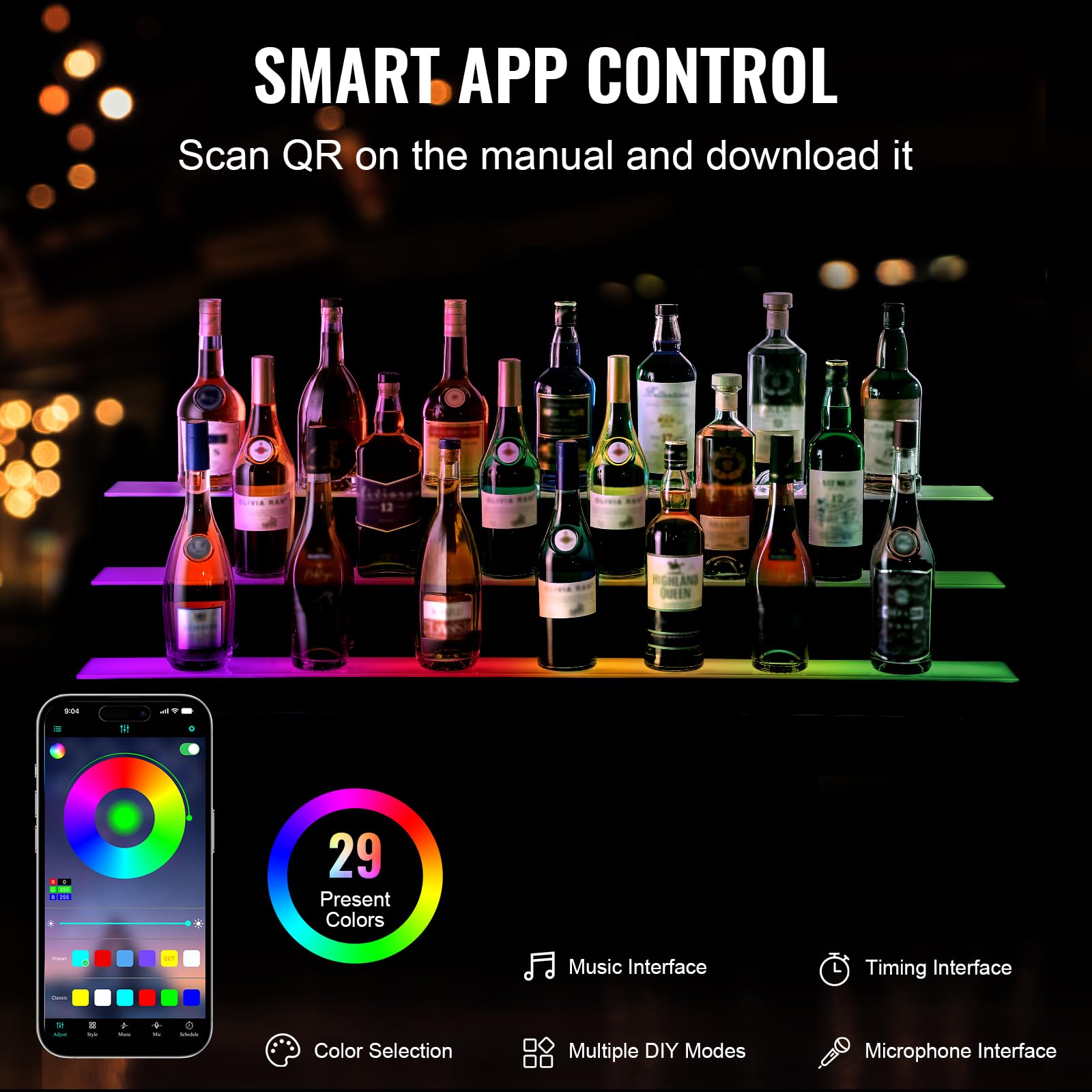Foto 4 pulgar | Expositor Vevor Para Botellas De Licor Con Iluminación Led, 3 Niveles, 122 Cm, Con Control Remoto - Venta Internacional