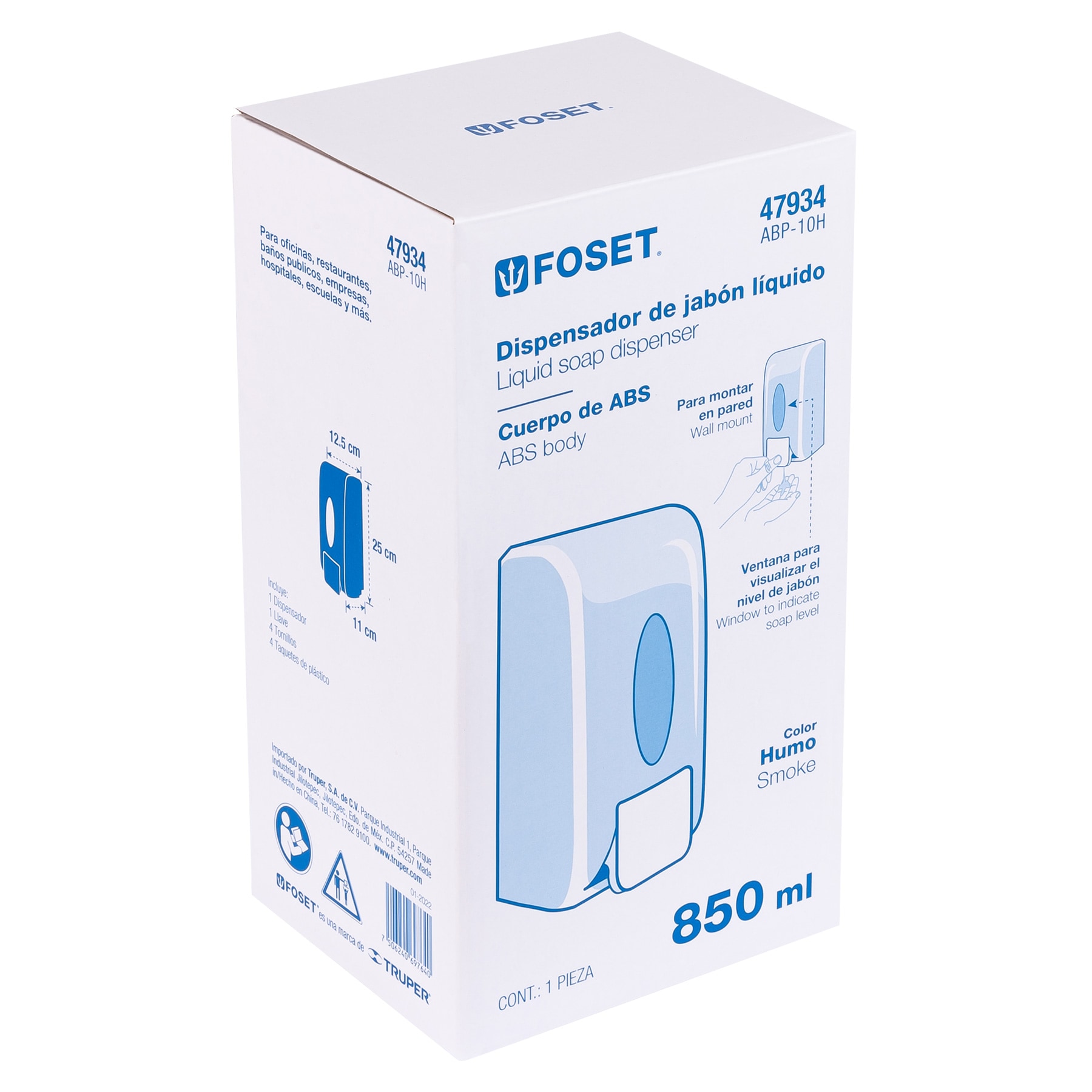 Foto 5 pulgar | Dosificador Truper De Abs Para Jabón Líquido, Humo, Foset