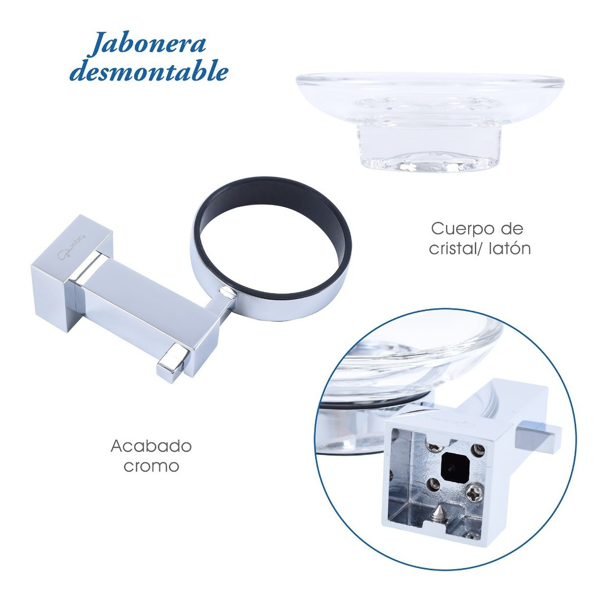 Foto 5 pulgar | Jabonera de Cristal con Base Gravita color Plata